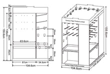 Cardboard Pallet Display, 4 Sides with aside-banner, Header crown, Adjustable Shelves and Metal Peg Hooks