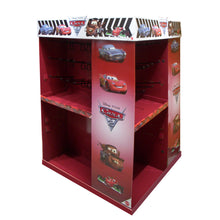 Cardboard Pallet Display, 4 Sides with aside-banner, Header crown, Adjustable Shelves and Metal Peg Hooks