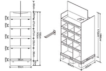Cardboard Pallet Shelves Display, 2 Sides, Removable Header, Adjustable Partitions, Plastic Peg Hooks