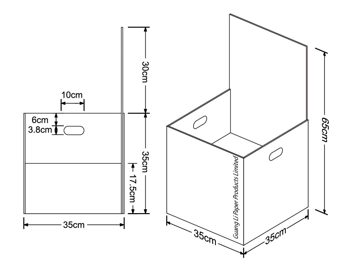 Cardboard Dump Bin for Floor, Removable Header, Handle