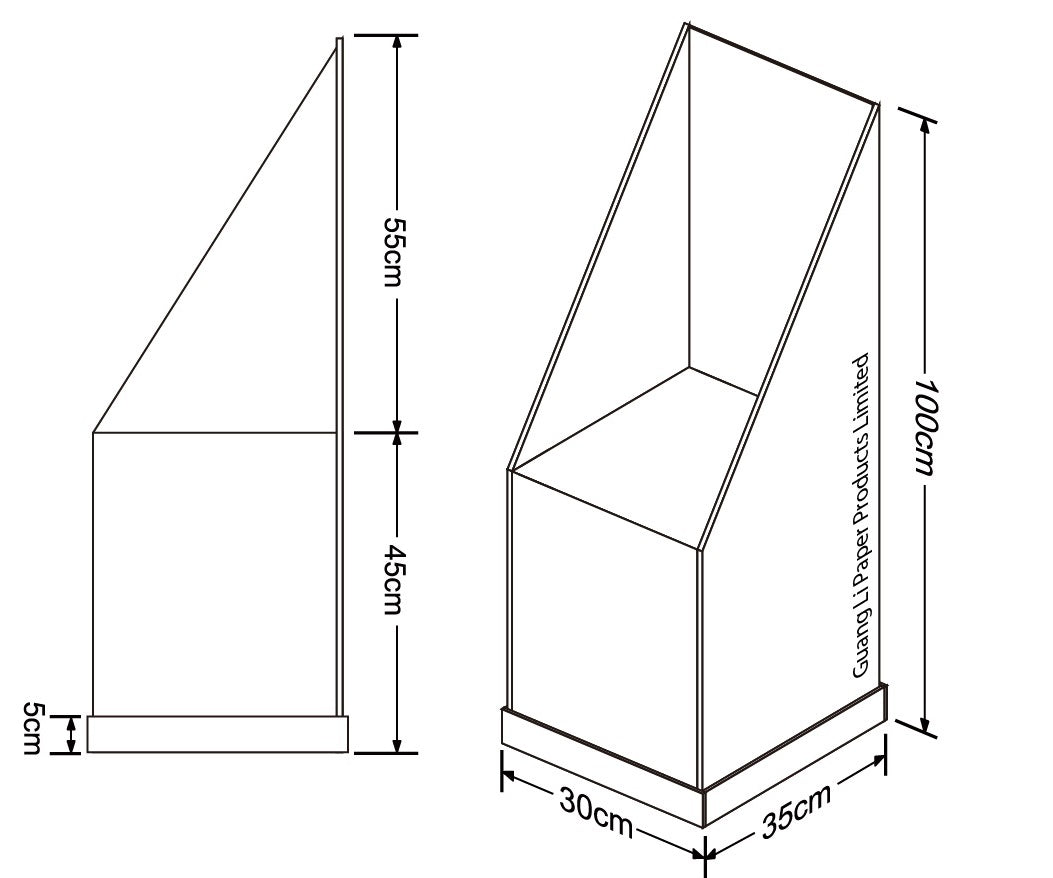 Cardboard Magazine Dump Bin for Floor, Single Tier