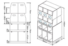 Cardboard Pallet Display, 2 Sides, 3W x 2H Shelf base plus 4 x 3W Stackable Trays