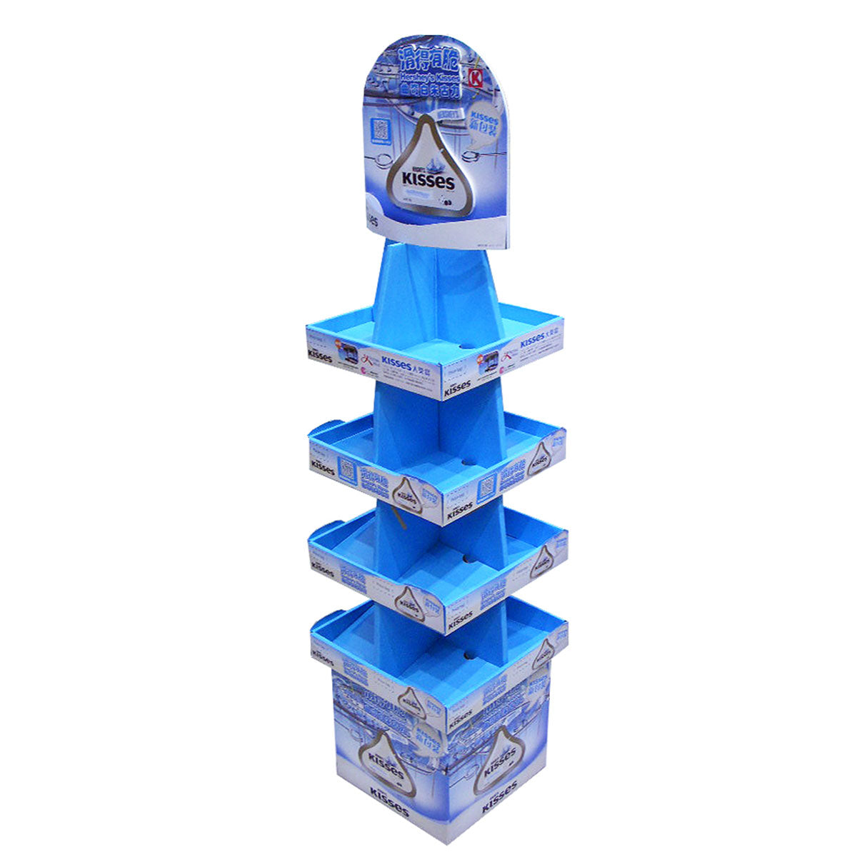 Floor standing Cardboard Display with 4 Shelves, 4 Sided, Removable Header - Full Colour