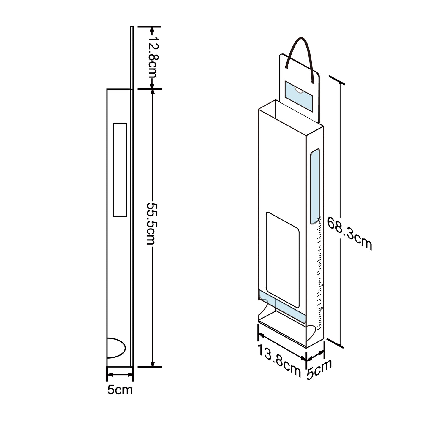Cardboard Display of Sidekick/Hanging - Plastic sheet , Open Top , Rope