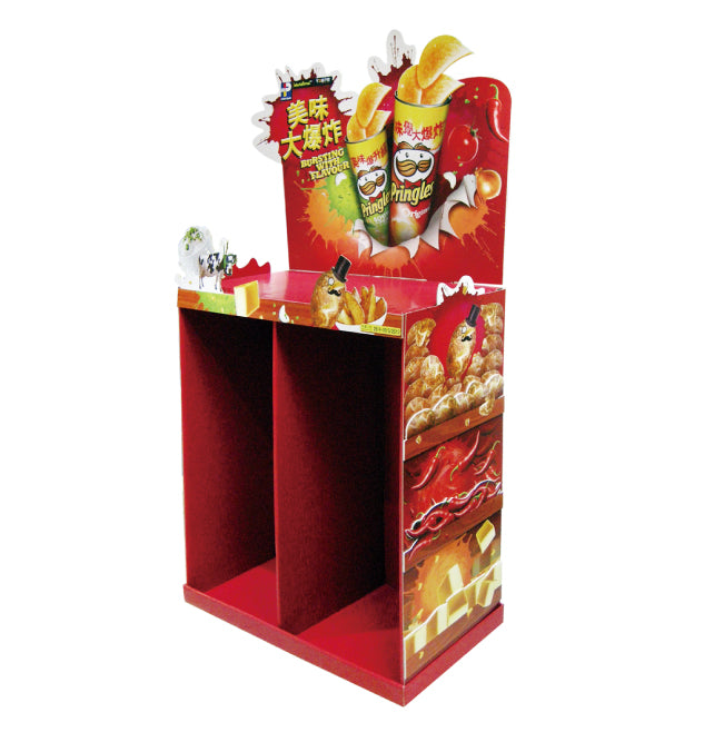 Cardboard Dump Bin for Floor, Removable Header, 2 Bins