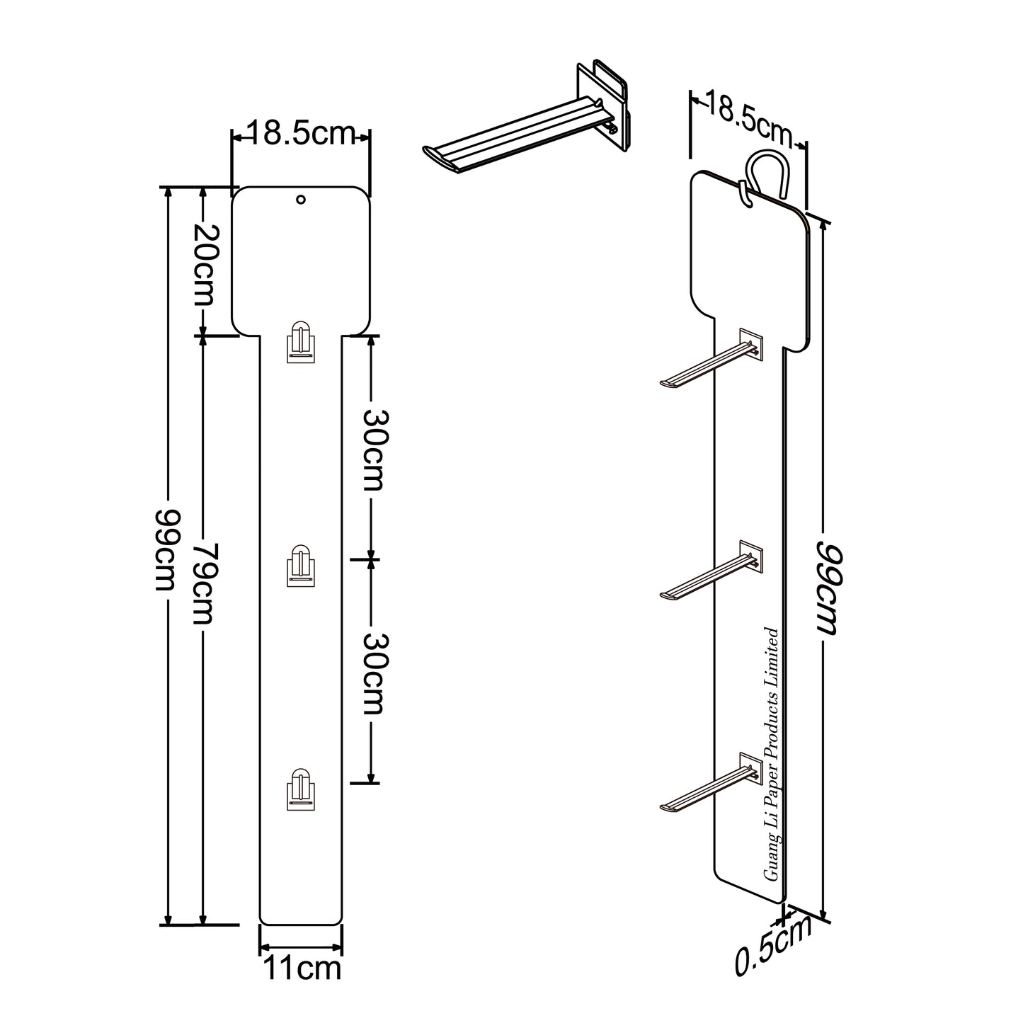 Cardboard Display of Sidekick/Hanging - Plastic Peg Hooks , S Hook