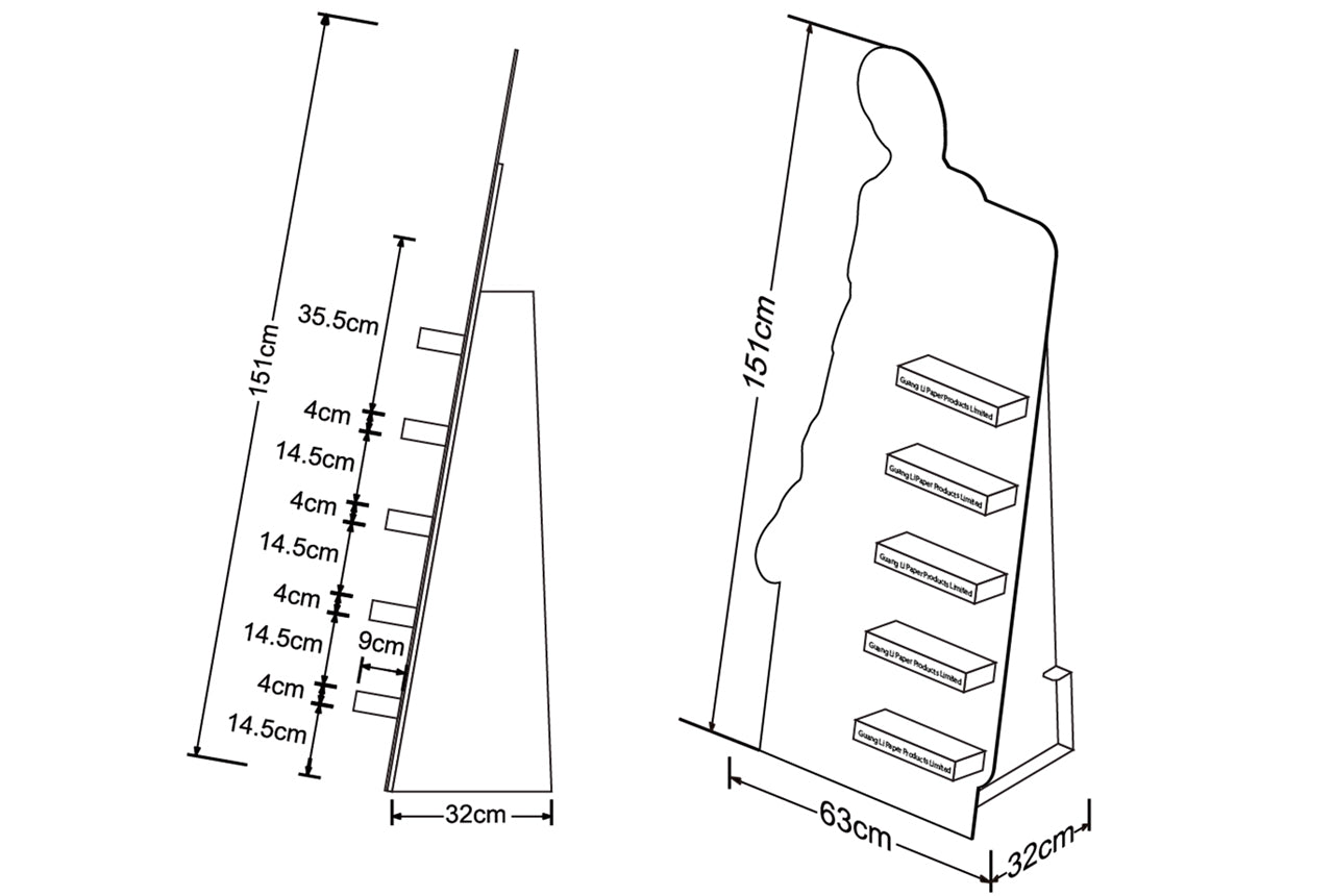 Cardboard Standee Display with 5 layers for shoes aside