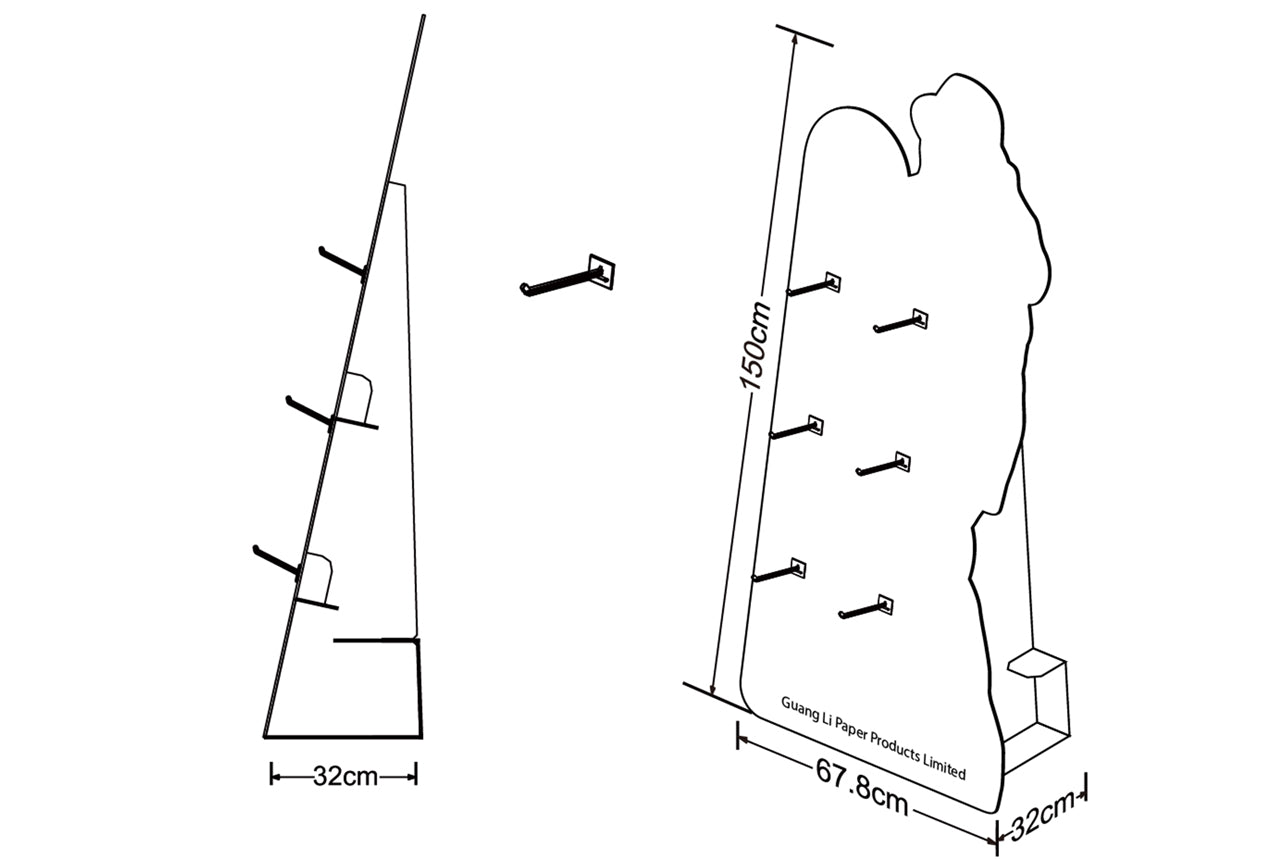 Cardboard Standee, a pegboard with 6 plastic peg hooks