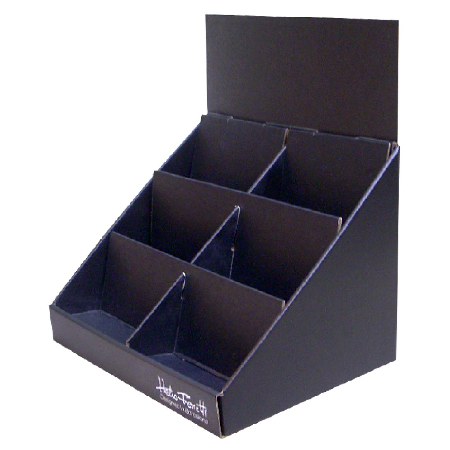 Cardboard Greeting Card Counter top Display, 6 Pockets, Removable Header