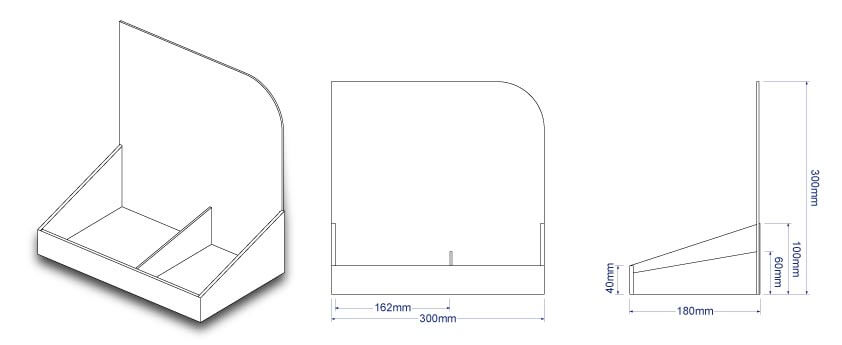 Cardboard Beauty Product Countertop Display with 2 Paritions