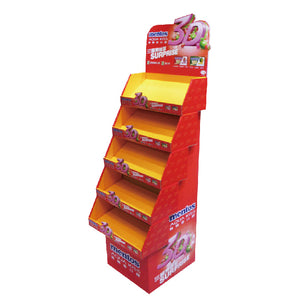 Floor standing Cardboard Display with 5 Shelves, Removable Header - Full Colour