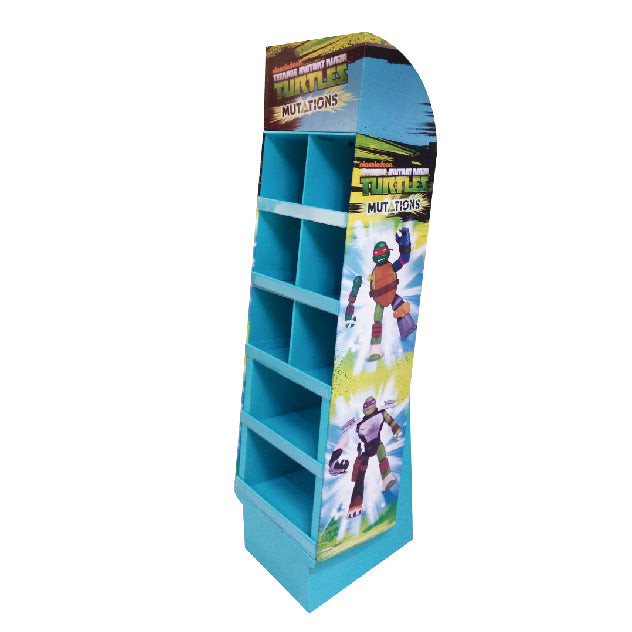 Cardboard Display for Floor in toy store, 5 Tiers, 8 Partitions, Removable Header - Full Colour