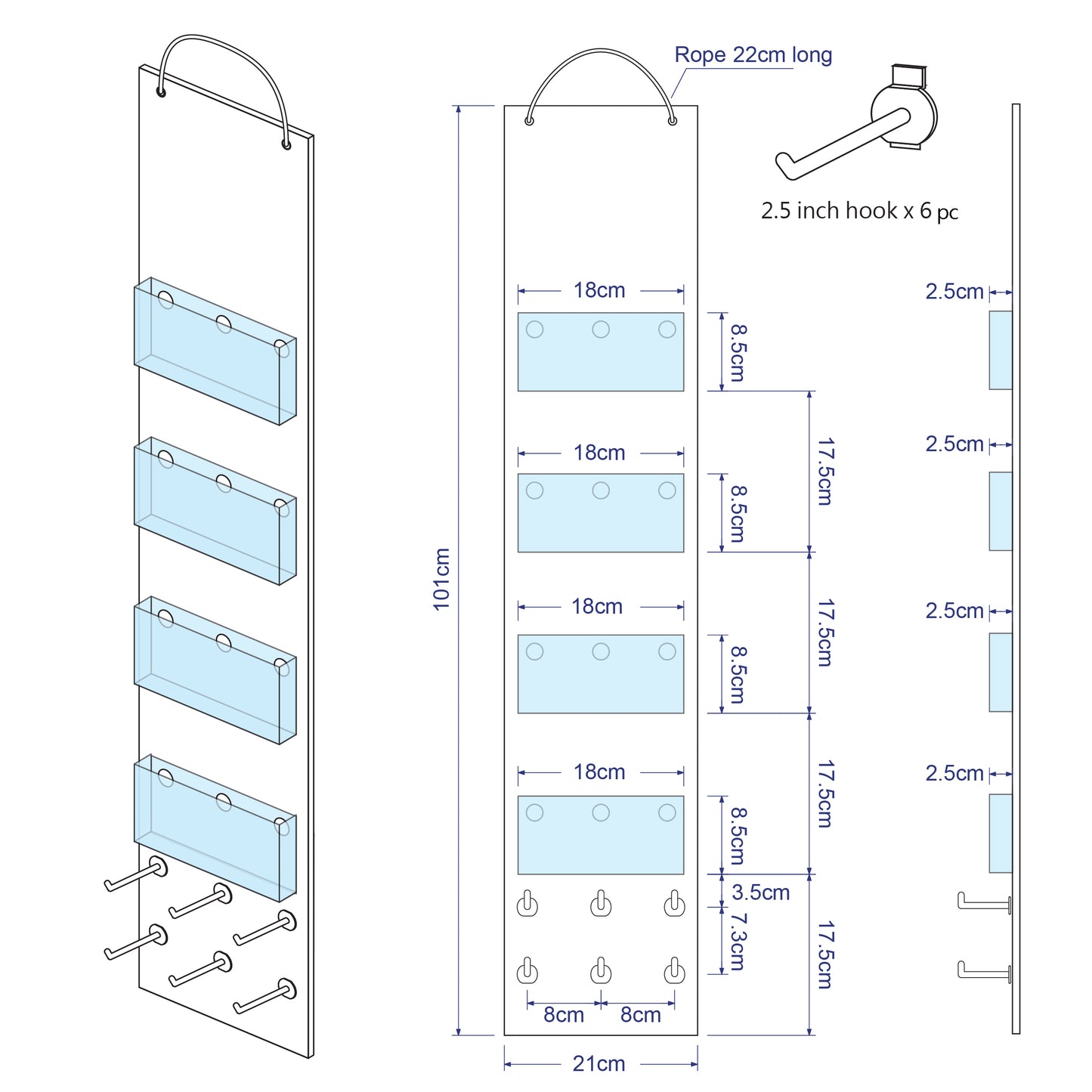 Cardboard Display of Sidekick/Hanging - Plastic Trays , Plastic Peg Hooks , Rope