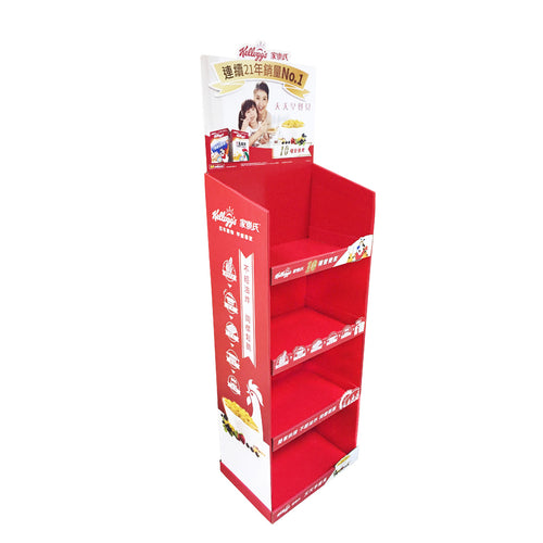 Floor standing Cardboard Display with 4 Shelves, Removable Header - Full Colour in supermarket, Wellcome